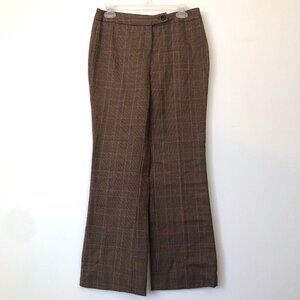 JONES NEW YORK JNY Tan Brown Burgundy Maroon Plaid WOOL Blend Dress Pants PETITE